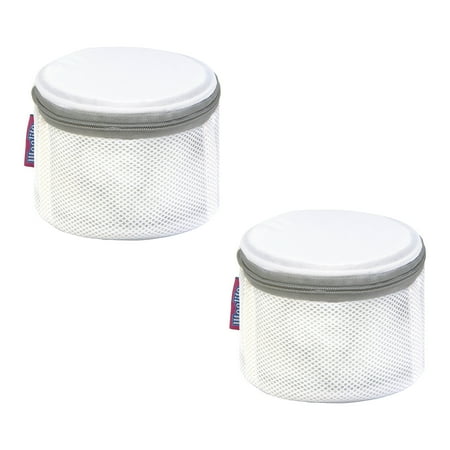 Woolite 2 Pack Bra Wash Bag Polyester Mesh Zip Close White