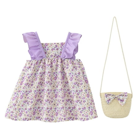 DTBPRQ Toddler Baby Girl Floral Dress Outfit Summer Boho Ruffle Sleeve Sundress with Shoulder Bag Clothes Set
DTBPRQ Toddler Baby Girl Floral Dress Outfit Summer Boho Ruffle Sleeve Sundress with Shoulder Bag Clothes Set