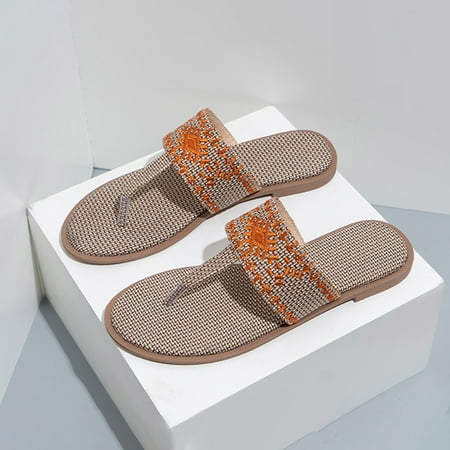 Ecqkame Womens Flat Slide Sandals Clearance Fashion Embroidered Flat Shoes Women s Slippers Wear Casual One-line Women s Sandals Orange 38
Ecqkame Womens Flat Slide Sandals Clearance Fashion Embroidered Flat Shoes Women s Slippers Wear Casual One-line Women s Sandals Orange 38