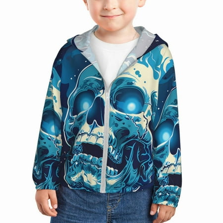 Qekee Abstract Blue Skull Print UPF 50+ Kids Sun-Protective Hooded Long Sleeve Rash Guard for Fishing Water Beach Sports -5 Years
Qekee Abstract Blue Skull Print UPF 50+ Kids Sun-Protective Hooded Long Sleeve Rash Guard for Fishing Water Beach Sports -5 Years