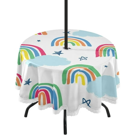 Hyjoy 60 Rainbow Round Tablecloth with Zipper Umbrella Hole Waterproof Washable Polyester Fabric Table Cover for Outdoor Patio Garden Party
Hyjoy 60 Rainbow Round Tablecloth with Zipper Umbrella Hole Waterproof Washable Polyester Fabric Table Cover for Outdoor Patio Garden Party