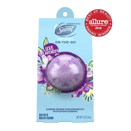 Secret Freshies Invisible Solid Antiperspirant and Deodorant Luxe Lavender Scent 0.5 Oz.
