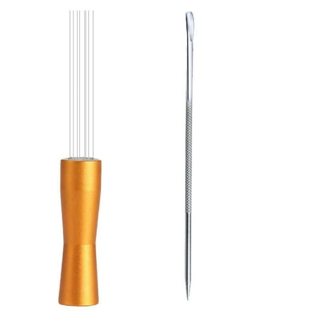 Coffee Tamper W/ Pen Leveler Tool Avoid Agglomeration Stainless Steel Scalding for Barista Cappuccino Latte Art 2PCS-Gold
Coffee Tamper W/ Pen Leveler Tool Avoid Agglomeration Stainless Steel Scalding for Barista Cappuccino Latte Art 2PCS-Gold