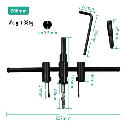 Pgeraug Carpentry according to Adjustable Aircraft Type Cutter Hole Opener 120/200mm Wood Circle Saw Drill Bit Woodworking Tools Black
Pgeraug Carpentry according to Adjustable Aircraft Type Cutter Hole Opener 120/200mm Wood Circle Saw Drill Bit Woodworking Tools Black