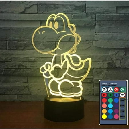 

3D Super Mario Yoshi Night Light Illusion Lamp with Remote Control 16 Colors Change Dimmable Home Decorations Best Xmas Birthday Gift for Kids and Adult