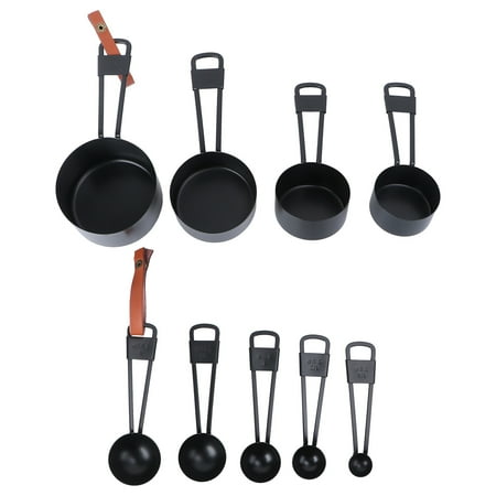 Bestonzon 9pcs Staineless Measuring Cup and Measuring Spoon Set (Black)