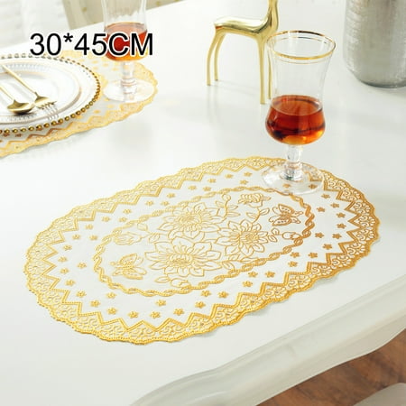 TOPOINT 12pcs 30*45cm Gold Round Placemats for Dining Table Washable Heat-Resistant Table Mat for Dining Kitchen Table Indoor
TOPOINT 12pcs 30*45cm Gold Round Placemats for Dining Table Washable Heat-Resistant Table Mat for Dining Kitchen Table Indoor