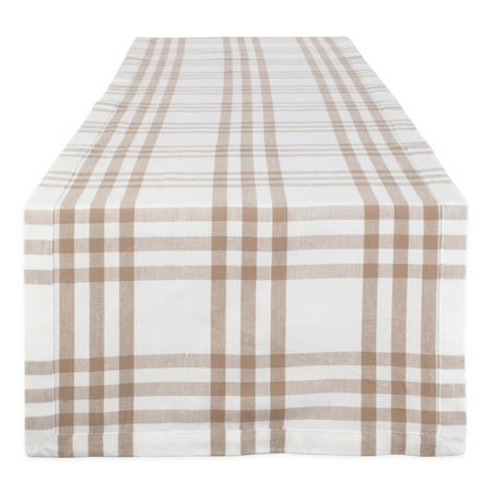 72 Table Runner with Brown Checkered Design