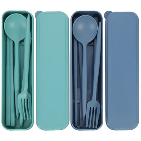 2 Sets of Portable Travel Cutlery Outdoor Tableware Cutter Fork Spoon Chopsticks