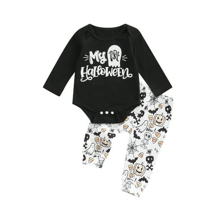 Nokpsedcb 2Pcs Infant Baby Boy Halloween Outfits - My First Halloween Romper Bodysuit Pumpkin Print Pants Halloween Clothes Black White 3-6 Months
Nokpsedcb 2Pcs Infant Baby Boy Halloween Outfits - My First Halloween Romper Bodysuit Pumpkin Print Pants Halloween Clothes Black White 3-6 Months