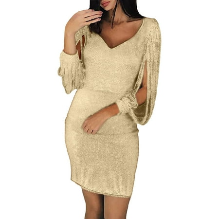 Women Fashion Tight Sequins Long Sleeved V Neck Nightclub Dress Skirt Wedding Night Gown Yellow S
Women Fashion Tight Sequins Long Sleeved V Neck Nightclub Dress Skirt Wedding Night Gown Yellow S