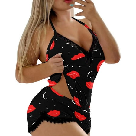 Senuolre Womens Sexy Star Lips Printing Camisole Shorts 2 Piece Set Sleepwear Lace Backless Trim Lingerie Hot Pants Suit
Senuolre Womens Sexy Star Lips Printing Camisole Shorts 2 Piece Set Sleepwear Lace Backless Trim Lingerie Hot Pants Suit