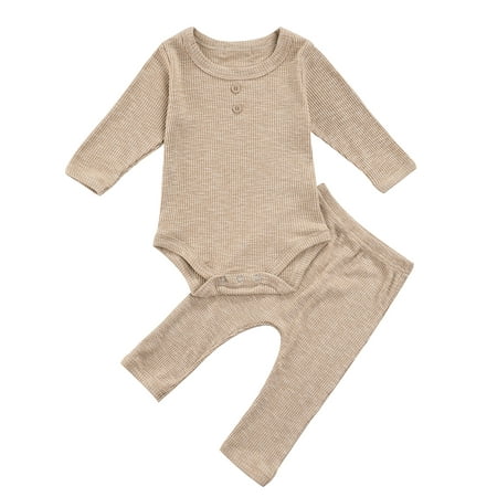 Frobukio Newborn Infant Baby Girls Boys Clothes Set Button Long Sleeve Rompers Pants Autumn Spring Outfit Apricot 12-18 Months
Frobukio Newborn Infant Baby Girls Boys Clothes Set Button Long Sleeve Rompers Pants Autumn Spring Outfit Apricot 12-18 Months