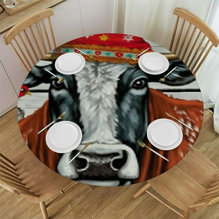 Christmas Tablecloth Christmas On The Farm Round Fitted Tablecloth with Elastic Edge Retro Farmhouse Cow Animals Table Cover Waterproof
Christmas Tablecloth Christmas On The Farm Round Fitted Tablecloth with Elastic Edge Retro Farmhouse Cow Animals Table Cover Waterproof