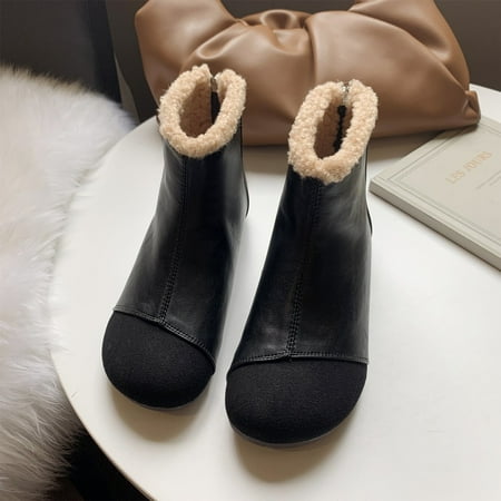 HOMBOM Womens Running Shoes Daily Hiking & Hunting Boots Girl Low-Heeled Mid Calf Boots Winter Work Womens Winter Boots For Rollback