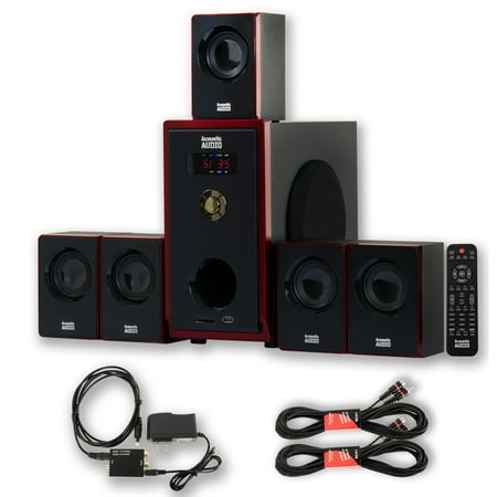 Acoustic Audio AA5103 Home Theater 5.1 Speaker System with Optical Input and 2 Extension Cables