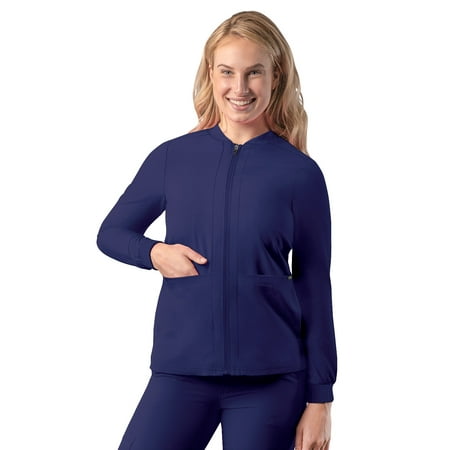 Adar Addition Scrubs For Women - Zippered Bomber Scrub Jacket