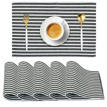 HOKIPO ® Ribbed Cotton Placemats (Grey) -Set of 6 - IN72-GRY