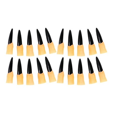 50Pcs Zombie Fake Fingers Nail Cover Halloween Spooky Scary Nails (Black)