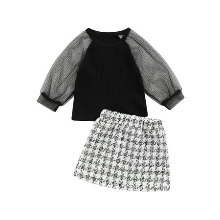 IZhansean Lovely Kids Girls 2pcs Autumn Clothes Long Mesh Sleeve Knit Sweater Tops Plaids A-Line Skirts Set Black 1-2 Years
IZhansean Lovely Kids Girls 2pcs Autumn Clothes Long Mesh Sleeve Knit Sweater Tops Plaids A-Line Skirts Set Black 1-2 Years