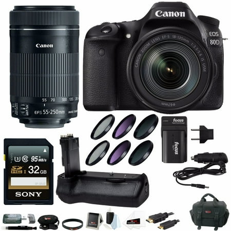 Canon EOS 80D DSLR Camera with EF-S 18-135mm & EF-S 55-250mm Lens Bundle Canon EOS 80D DSLR Camera with EF-S 18-135mm & EF-S 55-250mm Lens Bundle