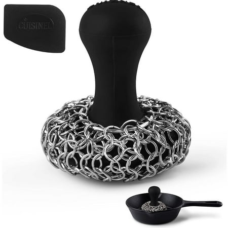 Cuisinel Cast Iron Chainmail Scrubber with Pan Scraper Skillet Cleaner Kit Black
Cuisinel Cast Iron Chainmail Scrubber with Pan Scraper Skillet Cleaner Kit Black