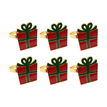 Christmas Napkin Rings Holder For Christmas Party Home Kitchen Dining Room Table Accessories Decoration 6Pcs