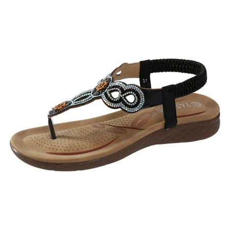 GNEIKDEING Women Wedges Sandals Elastic Ankle Strap Casual Bohemian Beach Shoes Rhinestone Decor Toe Post Thong Sandals Gift on Clearance
GNEIKDEING Women Wedges Sandals Elastic Ankle Strap Casual Bohemian Beach Shoes Rhinestone Decor Toe Post Thong Sandals Gift on Clearance