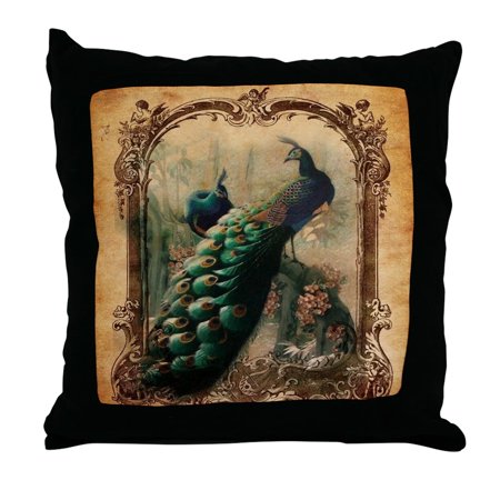 CafePress - Vintage Elegant Peacock French Floral - Decor Throw Pillow (18"x18")