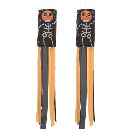 2 Pcs Halloween Windsock Lights Yard Hanging Ornaments Outdoor LED Light Decors