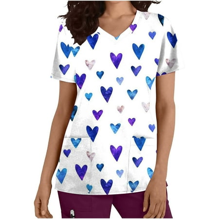 YWDJ Valentine s Day Scrub Tops for Women Trendy Y2k Hearts Print with V Neck Short Sleeve Blue XXL
YWDJ Valentine s Day Scrub Tops for Women Trendy Y2k Hearts Print with V Neck Short Sleeve Blue XXL