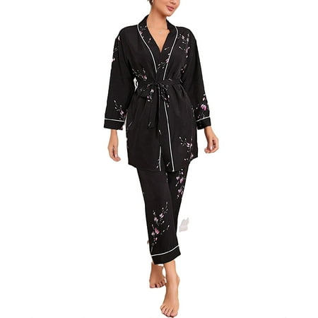 2pcs Set Elegant Floral Print PJ Pant Sets Long Sleeve Black Women s Pajama Sets (Women s)
2pcs Set Elegant Floral Print PJ Pant Sets Long Sleeve Black Women s Pajama Sets (Women s)