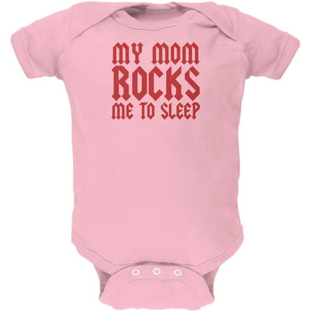 Mom Rocks Me to Sleep Funny Light Pink Soft Baby One Piece - 18-24 months