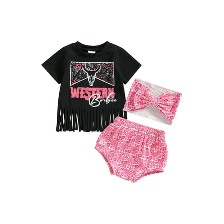 Qtinghua 3Pcs Infant Baby Girl Summer Clothes Short Sleeve Cow Print Tassels T-Shirt Tops Floral Shorts Headband Outfits
Qtinghua 3Pcs Infant Baby Girl Summer Clothes Short Sleeve Cow Print Tassels T-Shirt Tops Floral Shorts Headband Outfits
