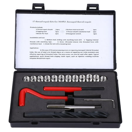 17Pcs Thread Repair Kit Stainless Steel Twisted Drill Tap Wrench Threaded Insert Tool M10x1
17Pcs Thread Repair Kit Stainless Steel Twisted Drill Tap Wrench Threaded Insert Tool M10x1