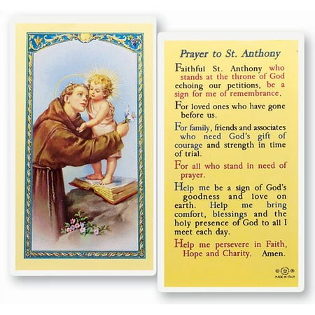 Saint Anthony Laminated Catholic Prayer Holy Card with Prayer on Back Pack of 25
Saint Anthony Laminated Catholic Prayer Holy Card with Prayer on Back Pack of 25