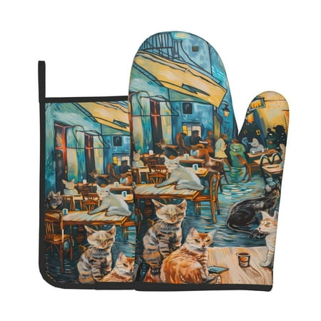 Bingfone Whimsical Cats Night Cafe Print Oven Mitts Pot Holders Set 2 PCS for Kitchen for Cooking Grilling Baking BBQ Pot Holders Cook Essentials
Bingfone Whimsical Cats Night Cafe Print Oven Mitts Pot Holders Set 2 PCS for Kitchen for Cooking Grilling Baking BBQ Pot Holders Cook Essentials