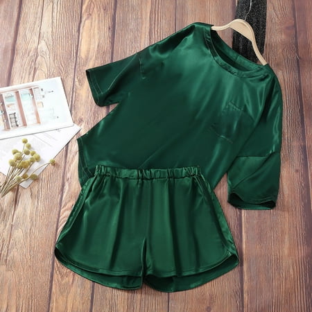 KUNPENG Women Sleepwear Short Sleeve Nightwear with Pocket Satin Pajama Set Home Cloth
KUNPENG Women Sleepwear Short Sleeve Nightwear with Pocket Satin Pajama Set Home Cloth