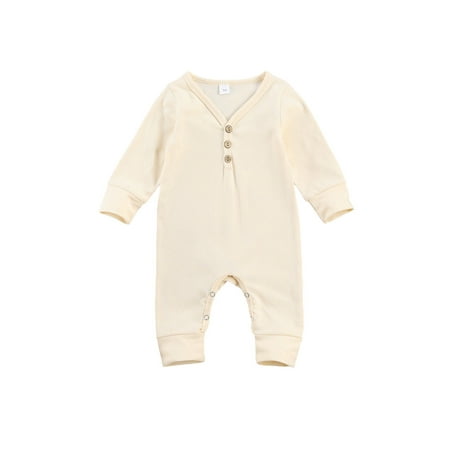 Fanvereka Newborn Baby’s Long Sleeve Jumpsuit Autumn Fresh Solid Color Button V Neck One Piece Long Pants
Fanvereka Newborn Baby’s Long Sleeve Jumpsuit Autumn Fresh Solid Color Button V Neck One Piece Long Pants