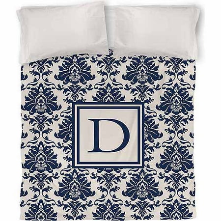 IDG Damask Monogram Duvet Cover, Blue