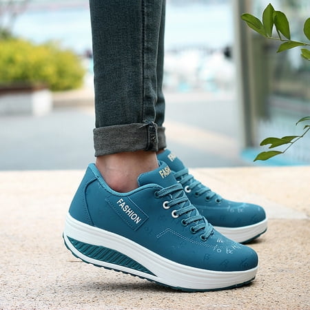 Women Casual Sport Fashion Walking Flats Height Increasing Swing Wedges Shoe