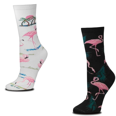 Bundle 2 Items: Flamingos on Black and on White Medium Socks