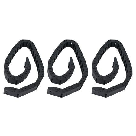 3X 18mm x 37mm Black Flexible Semi Enclosed Cable Drag Chain 1M 39.4Inch