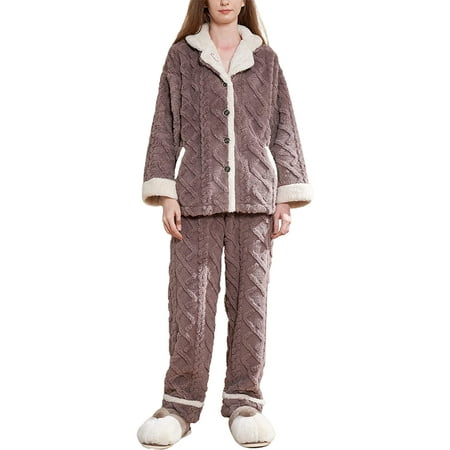 DanceeMangoos Womens Fleece Pajamas Set Warm V Neck Button Down Lounge Sleepwear with Pockets
DanceeMangoos Womens Fleece Pajamas Set Warm V Neck Button Down Lounge Sleepwear with Pockets