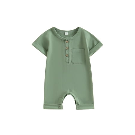 Qtinghua Newborn Infant Baby Boy Girl Summer Clothes Short Sleeve Romper Jumpsuit Bodysuit Solid Color One Piece Outfits Green 12-18 Months
Qtinghua Newborn Infant Baby Boy Girl Summer Clothes Short Sleeve Romper Jumpsuit Bodysuit Solid Color One Piece Outfits Green 12-18 Months