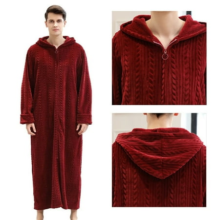 Unisex Warm Zipper Hooded Pajamas Flannel Long Sleeve Zipper Sleepwear Hooded Bathrobes Women And Men Winter Warm Nightgown Wine red M
Unisex Warm Zipper Hooded Pajamas Flannel Long Sleeve Zipper Sleepwear Hooded Bathrobes Women And Men Winter Warm Nightgown Wine red M