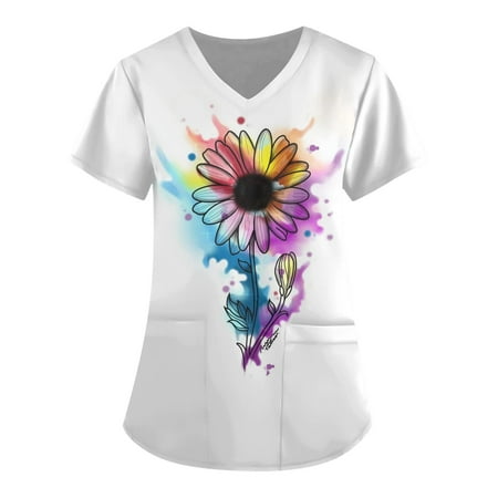Women s Scrub Top Fashion Short Sleeve V-Neck Working Uniform Tops Fashion Printing Nurse Blouses with Pockets
Women s Scrub Top Fashion Short Sleeve V-Neck Working Uniform Tops Fashion Printing Nurse Blouses with Pockets