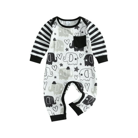 MissiMae Baby Boys Spring Autumn Jumpsuit Long Sleeve O Neck Heart Elephant Print Striped Patchwork Romper
MissiMae Baby Boys Spring Autumn Jumpsuit Long Sleeve O Neck Heart Elephant Print Striped Patchwork Romper