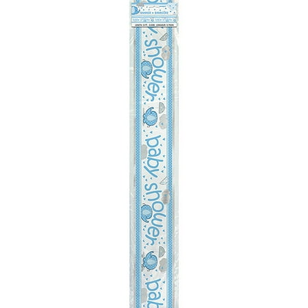 Elephant Baby Shower Foil Banner, 12 ft, Blue, 1ct