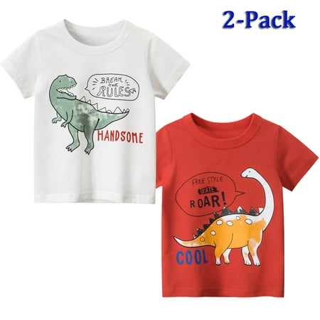 Baby Boys Cotton Cartoon Dinosaur T-shirt 2 Pack Basic Short Sleeve Shirt Tops for Toddler Kids 1-8 Years
Baby Boys Cotton Cartoon Dinosaur T-shirt 2 Pack Basic Short Sleeve Shirt Tops for Toddler Kids 1-8 Years